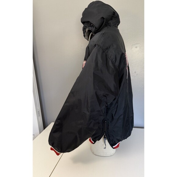 Vintage 90s Starter Detroit Red Wings Pullover Puffer Jacket Black 1/4 Zip Sz L - Picture 2 of 9